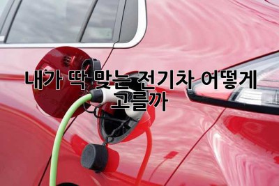 내가 딱 맞는 전기차, 어떻게 고를까? 🤔
